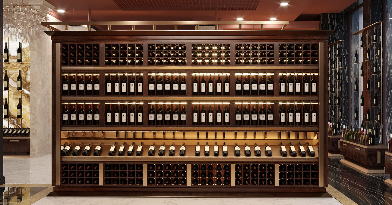 Дизайн интерьера винного бутика